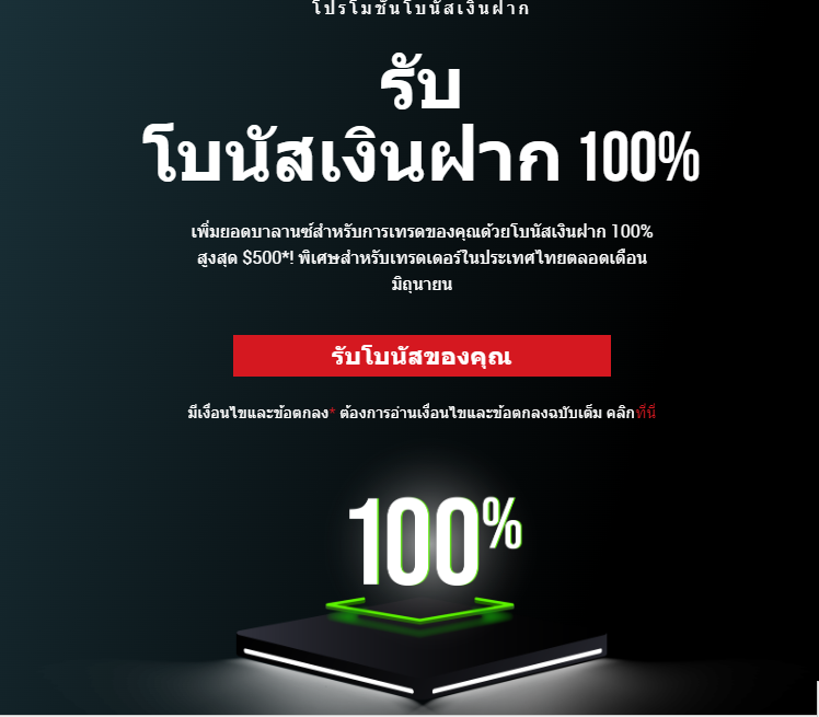 โปรโมชั่นXM โบนัสเงินฝาก100%